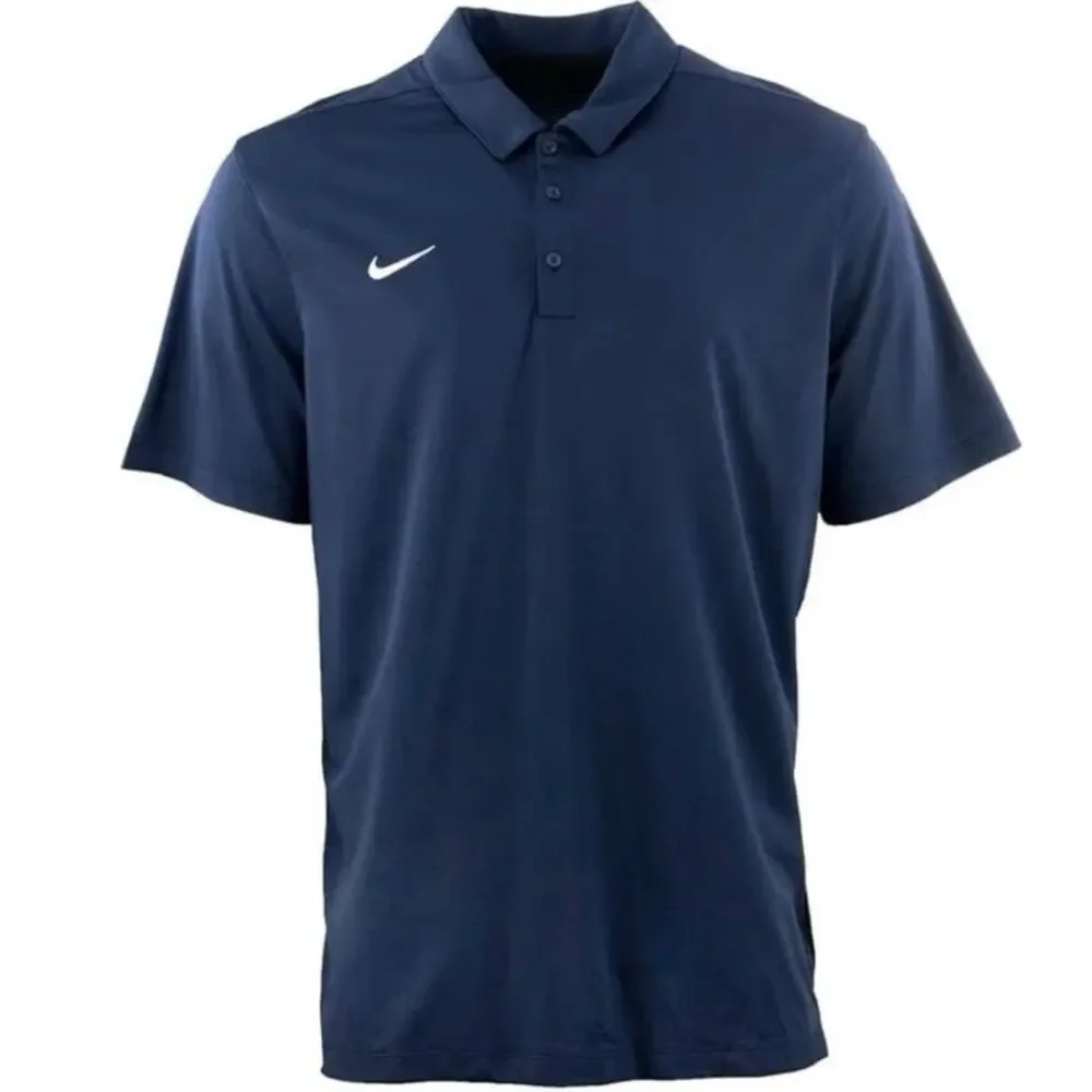 Nike Polo Shirt Men Extra Large Blue White Swoosh DriFit Performance Rugby Adult
